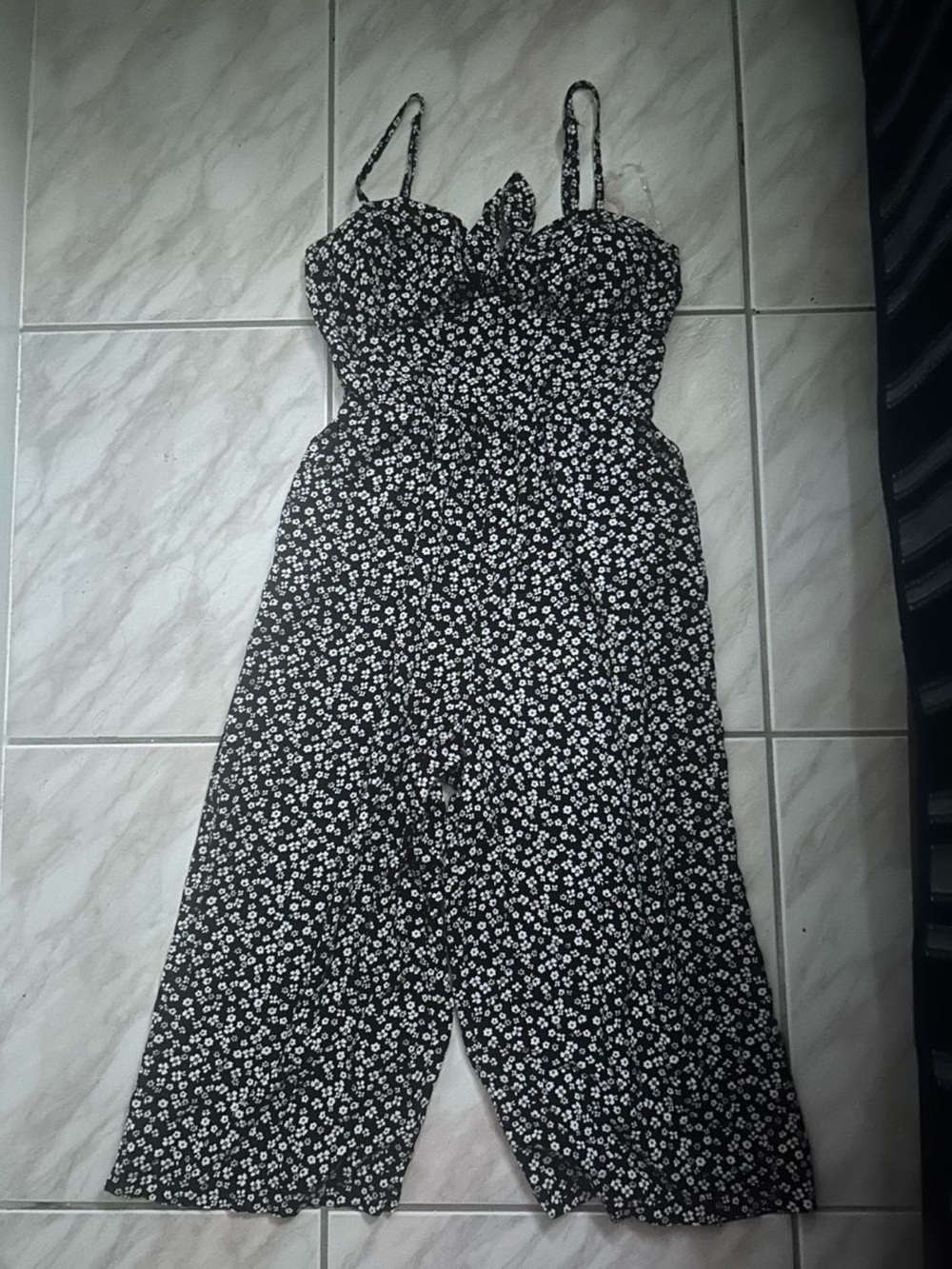 Othr Black and White Floral Tie-Front Jumpsuit